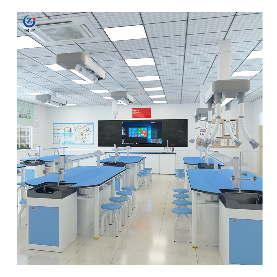 School students octagonal shape lab bench