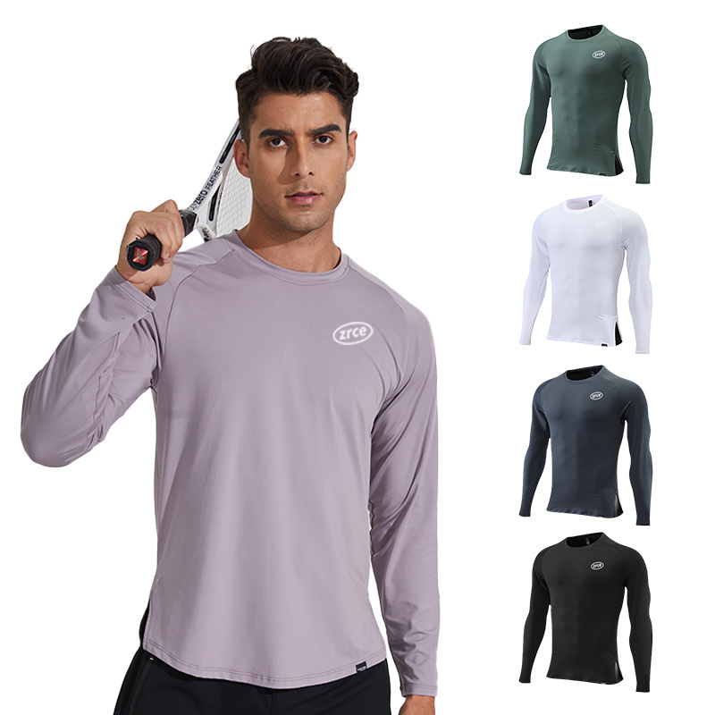 Men's Plain 90 Polyester 10 Spandex Tshirt Crewneck Dryfit Outdoor Sport T-shirt Long Sleeve Custom Logo T Shirts