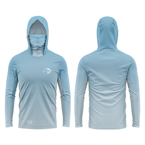 Custom Logo Fishing Hoodie Quick Dry T-shirt Polyester Long Sleeve Upf 50 Hooded Spf Outdoor Pfg Fishing Shirts For Men