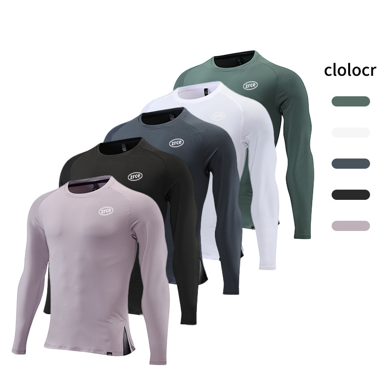 Men's Plain 90 Polyester 10 Spandex Tshirt Crewneck Dryfit Outdoor Sport T-shirt Long Sleeve Custom Logo T Shirts