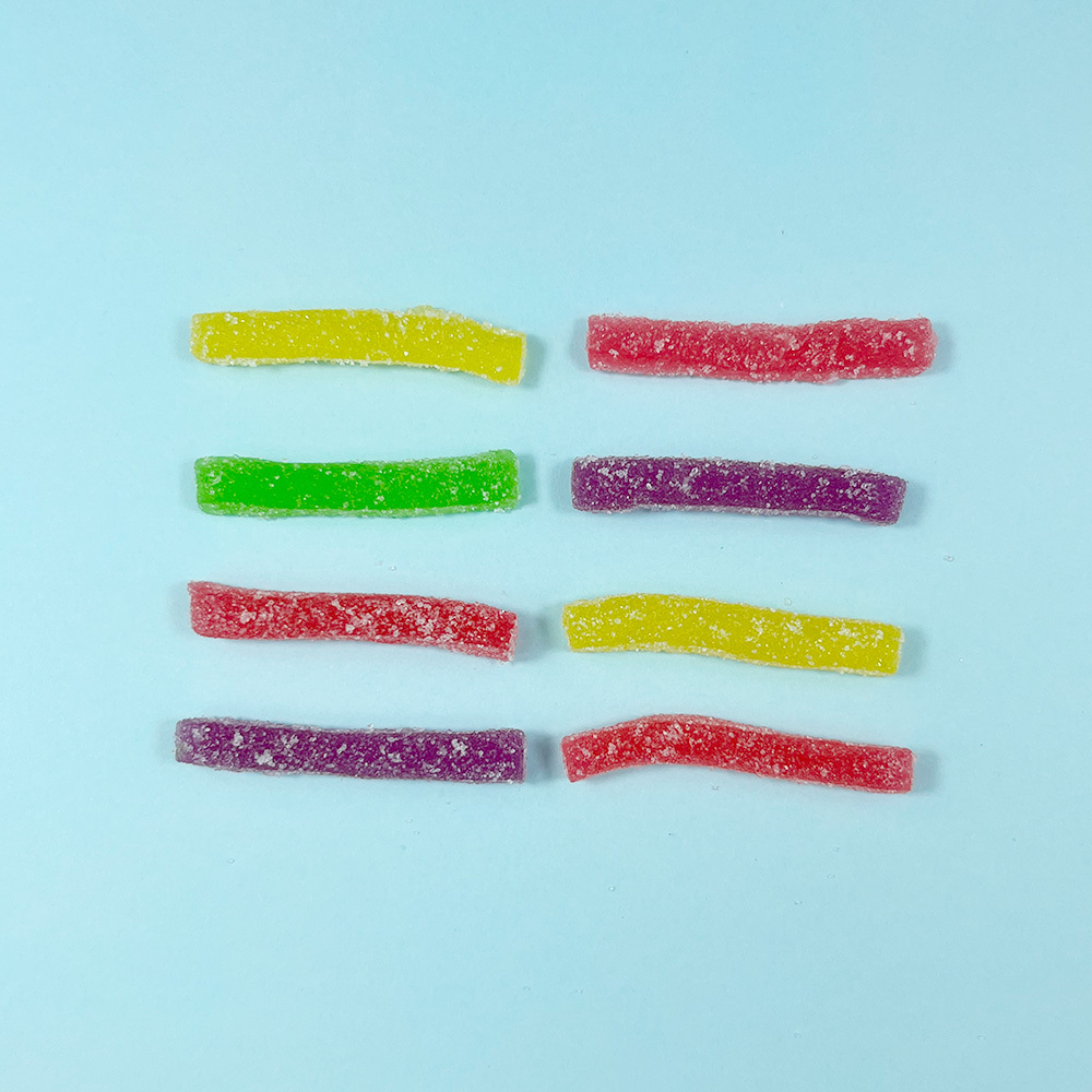 Factory Direct Sale Custom Personal Label Sour Belt Gummy Candy Fruit Flavour Sour Straws Candy Strip