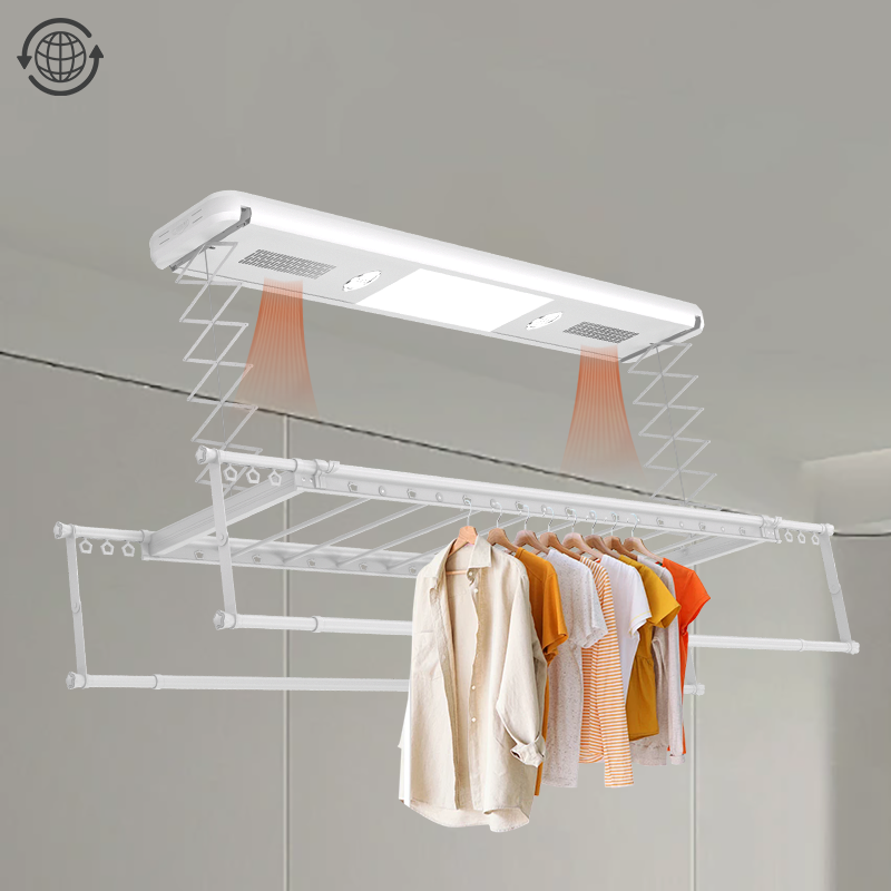 Electric drying rack lighting sterilization voice automatic lifting household balcony drying clothes telescopic rod