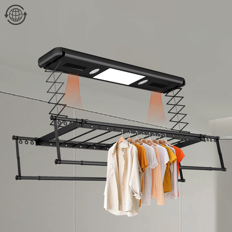 Electric drying rack lighting sterilization voice automatic lifting household balcony drying clothes telescopic rod