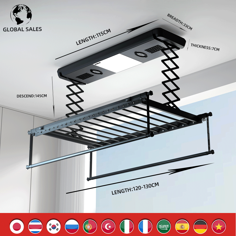 Manufacturers customized wholesale 220V110V multi-color balcony hanging ceiling drying clothes electric drying rack dry rack