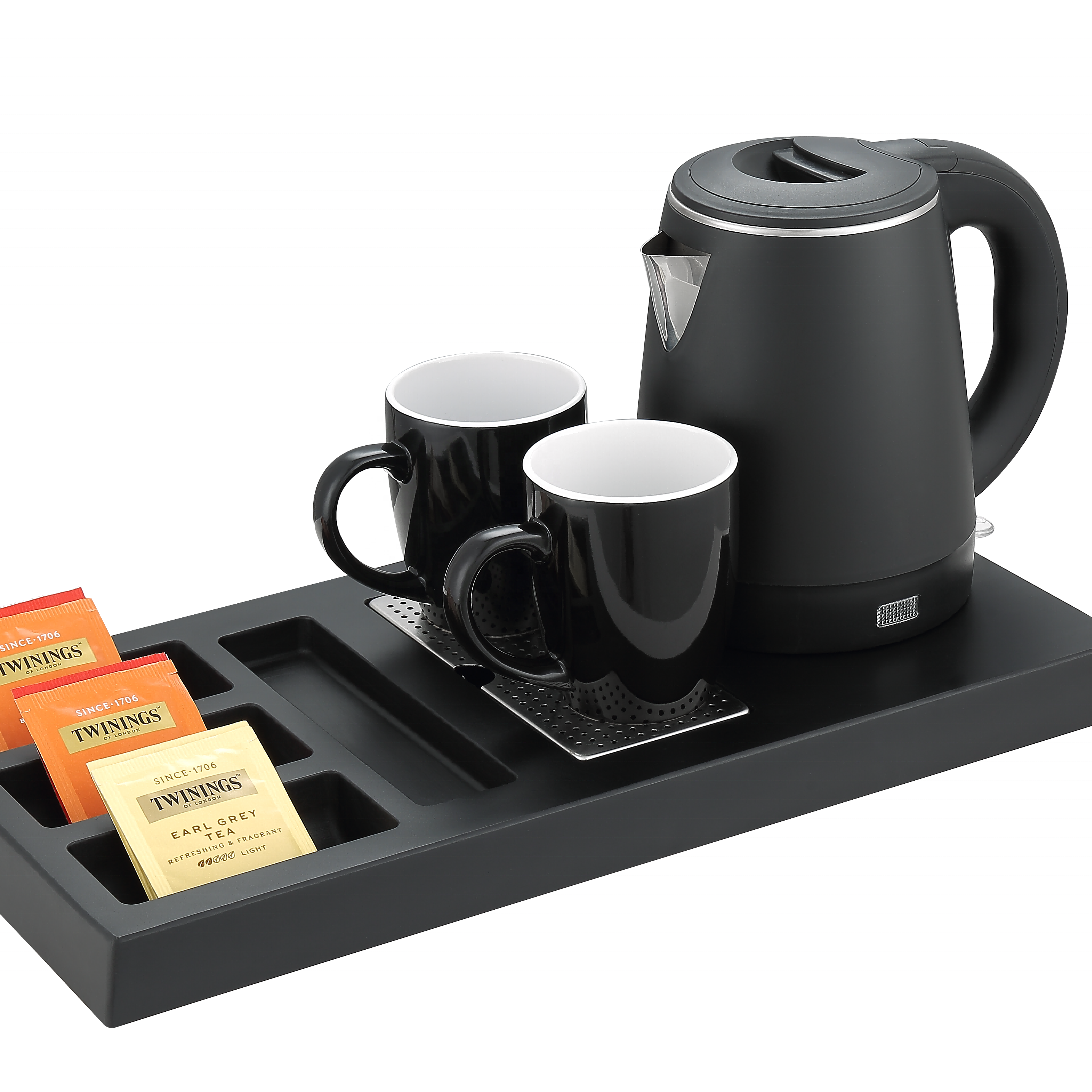 Luxury All in One Hotel Tray Set with Double wall kettle and ceramic cups