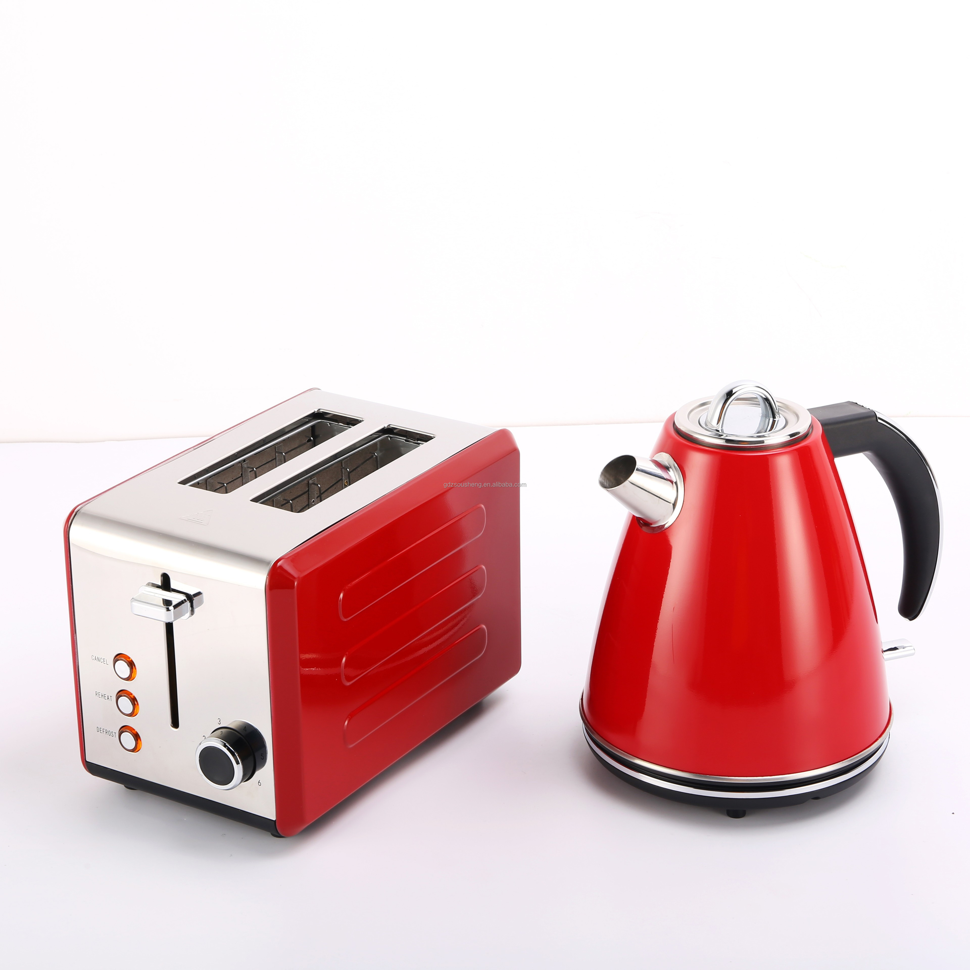 vintage design breakfast set 1,7L electric kettle &  2 slice toaster