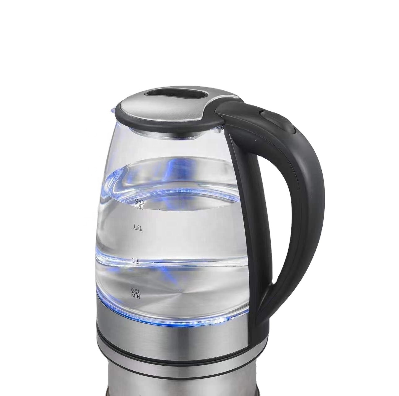 1.7Liter High borosilicate glass Electric tea kettle with blue LED illuminating cordless