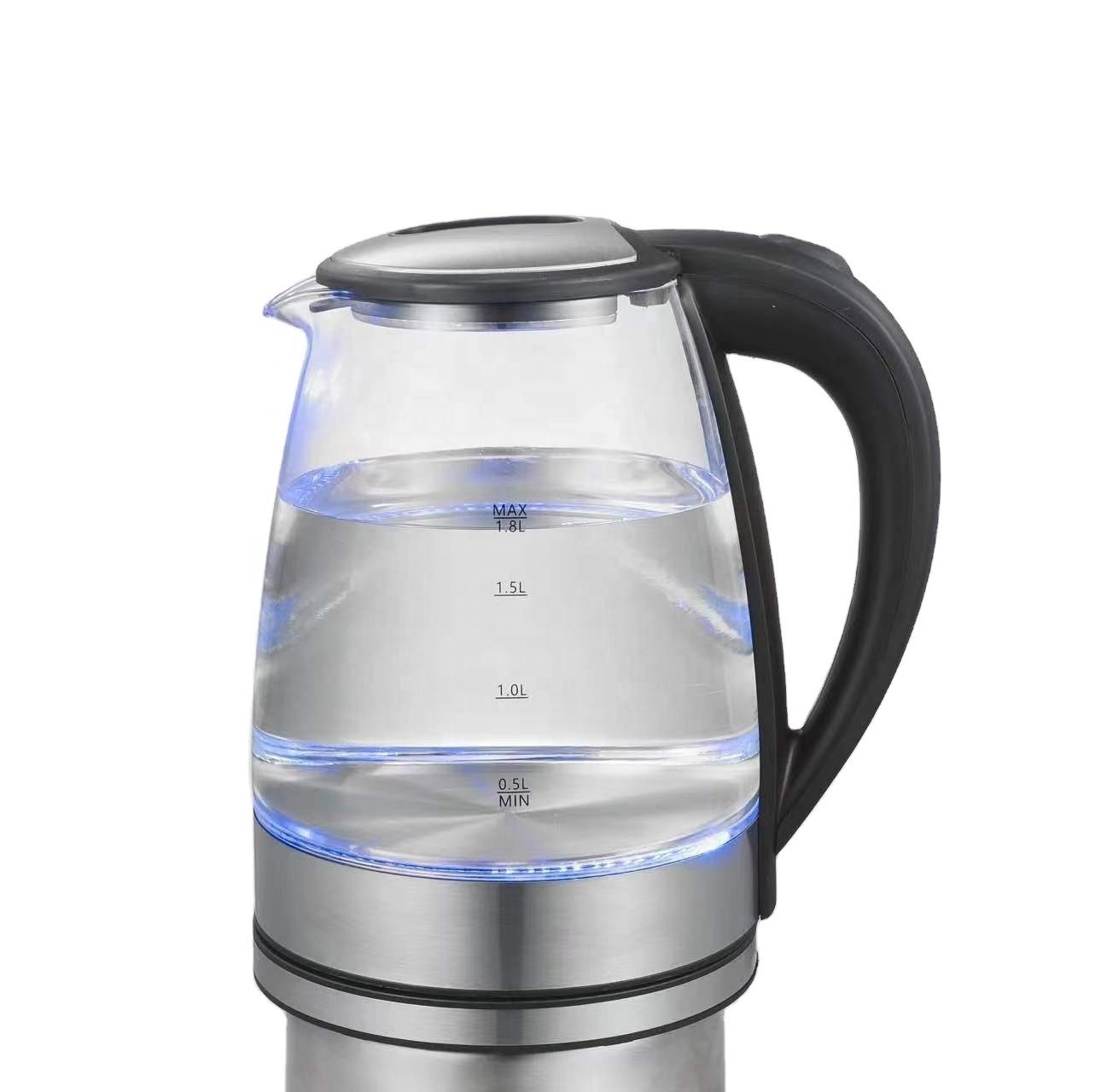 1.7Liter High borosilicate glass Electric tea kettle with blue LED illuminating cordless