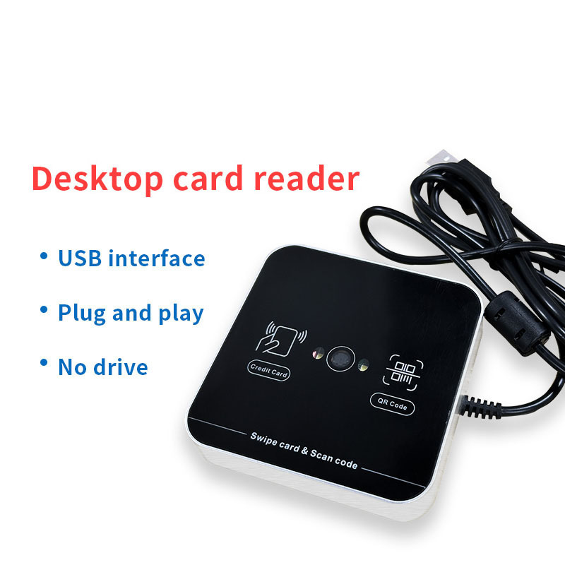 Access Control QR Barcode Scanner 1D 2D RFID Contactless Card Skimmer Reader NFC USB Interface Desktop Card Reader