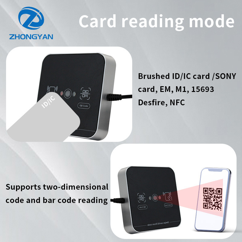 Access Control QR Barcode Scanner 1D 2D RFID Contactless Card Skimmer Reader NFC USB Interface Desktop Card Reader