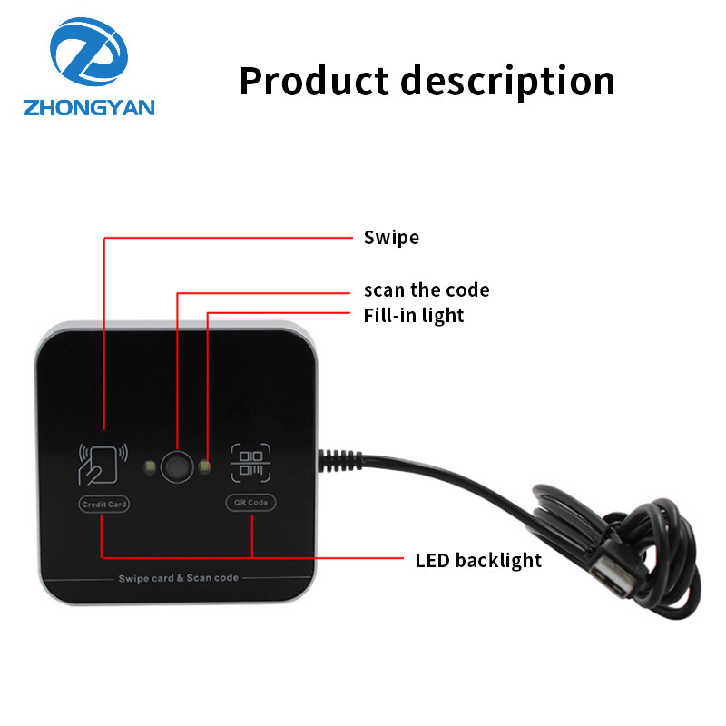 Access Control QR Barcode Scanner 1D 2D RFID Contactless Card Skimmer Reader NFC USB Interface Desktop Card Reader