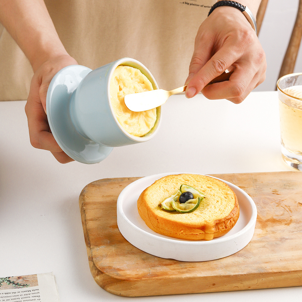 Round Ceramics Cheese Butter Dish with Lid Butter Dish Container Large Storage For Butter, Cheese