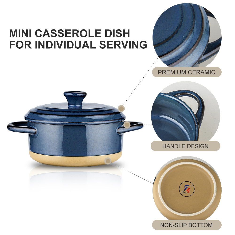 Hot Sales Nordic Design Ceramic Mini Casserole Pot With Lid Oven Safe Cookware For Baking