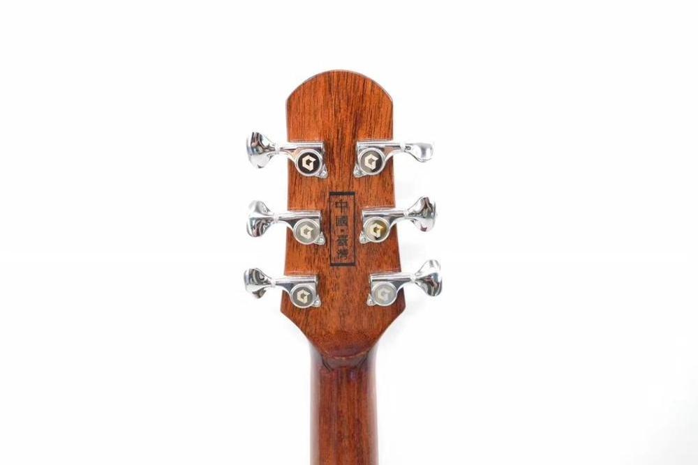 Unique design glossy finishing solid spruce mahogany acoustic guitar