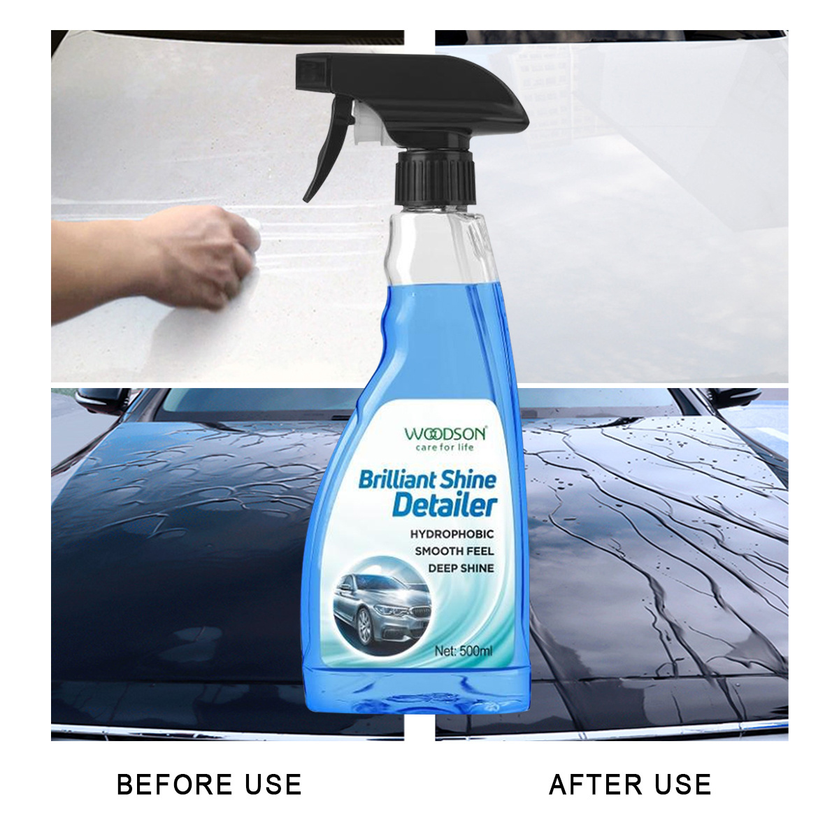 OEM Customized 500ML Brilliant Shine Detailer High shine Glossy Nano Hydrophobic Waterless Detail Spray Car Wax Coating Spray