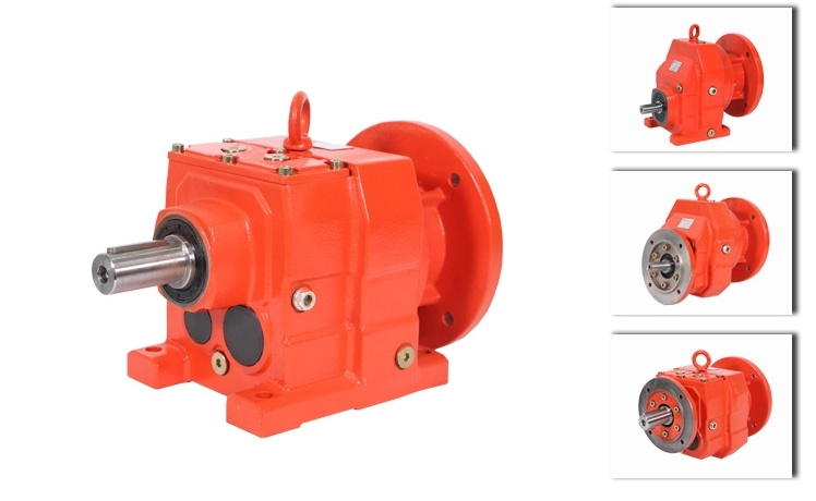 High quality R series foot-mounted inline helical gearbox bevel gear reducer gear motor