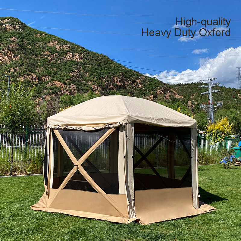 Customized 6 sides Outdoor Pop Up Sun Screen House Gazebo Portable Mesh Sun Shelter Trailer Tent