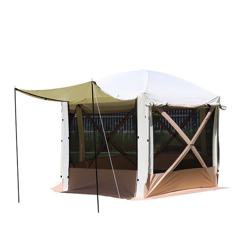 Customized 6 sides Outdoor Pop Up Sun Screen House Gazebo Portable Mesh Sun Shelter Trailer Tent