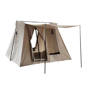 Heavy Duty Outdoor Glamping Retro Cotton Canvas Camping Single Layer Spring Party Safari Cabin Tent