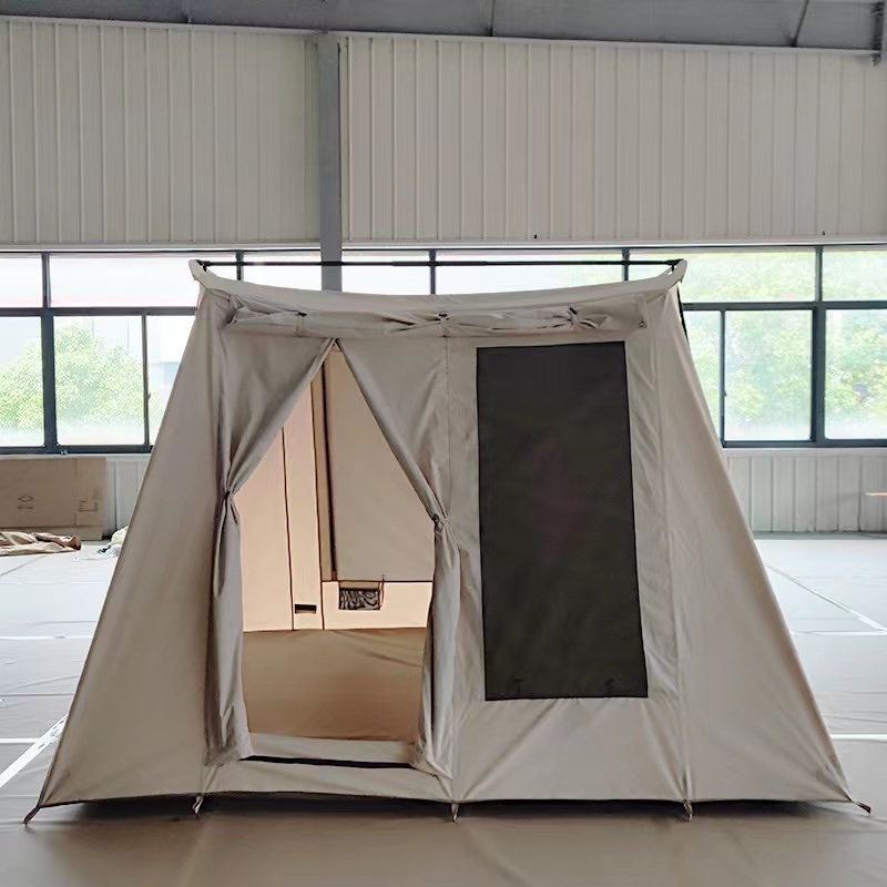 Heavy Duty Outdoor Glamping Retro Cotton Canvas Camping Single Layer Spring Party Safari Cabin Tent