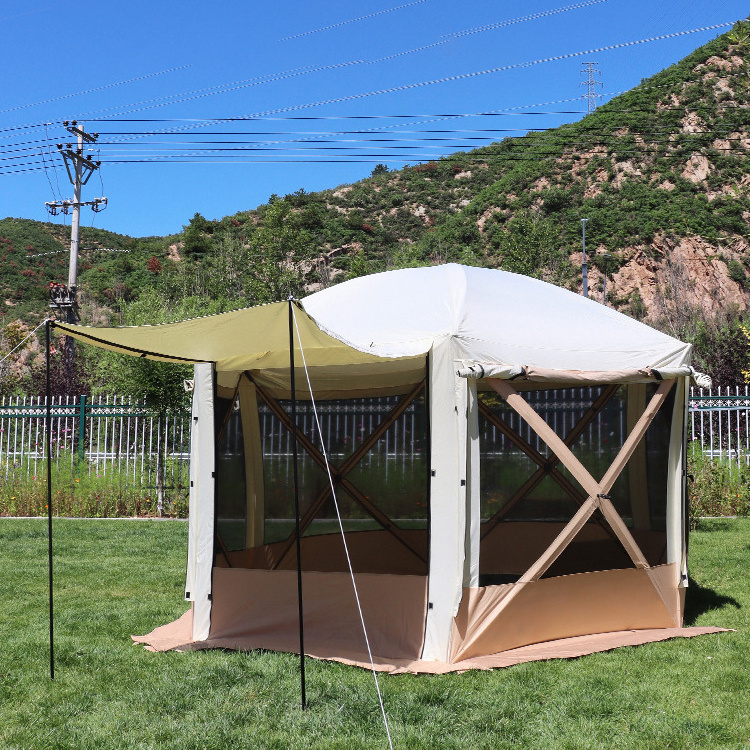 Customized 6 sides Outdoor Pop Up Sun Screen House Gazebo Portable Mesh Sun Shelter Trailer Tent