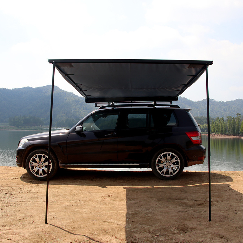 High Quality Retractable Car Side Awning 2*3M Aluminum Case SUV Roof Canopy Rooftop Tent with LED Light