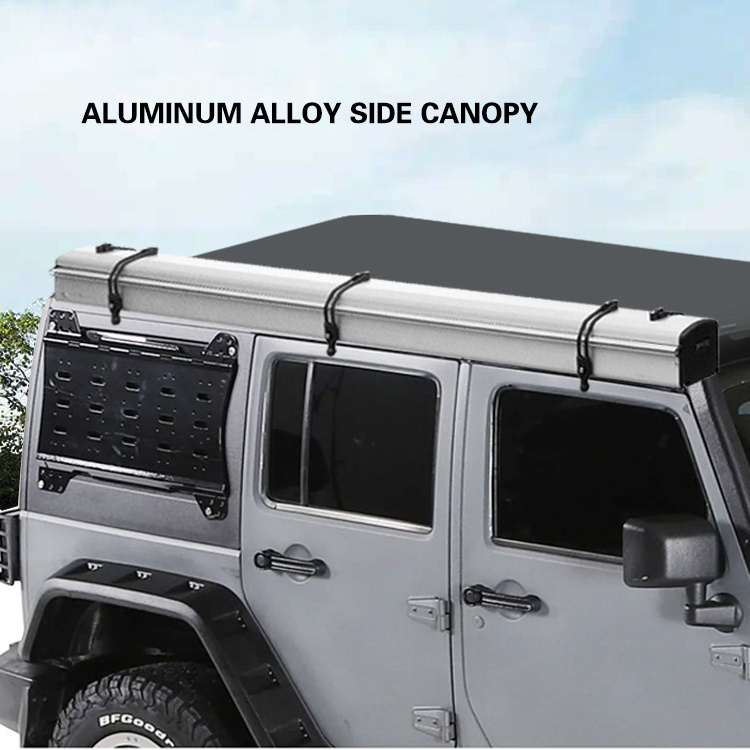 High Quality Retractable Car Side Awning 2*3M Aluminum Case SUV Roof Canopy Rooftop Tent with LED Light