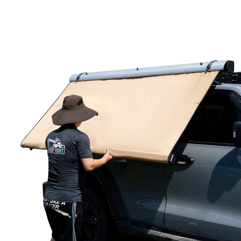 High Quality Retractable Car Side Awning 2*3M Aluminum Case SUV Roof Canopy Rooftop Tent with LED Light