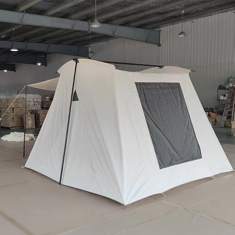 Heavy Duty Outdoor Glamping Retro Cotton Canvas Camping Single Layer Spring Party Safari Cabin Tent