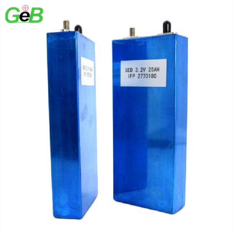 GEB Deep Cycle Lifepo4 Battery 3.2V 25Ah Prismatic Lithium Battery for DIY 12v 24v 36v 48v Pack UPS Solar Energy Storage Battery