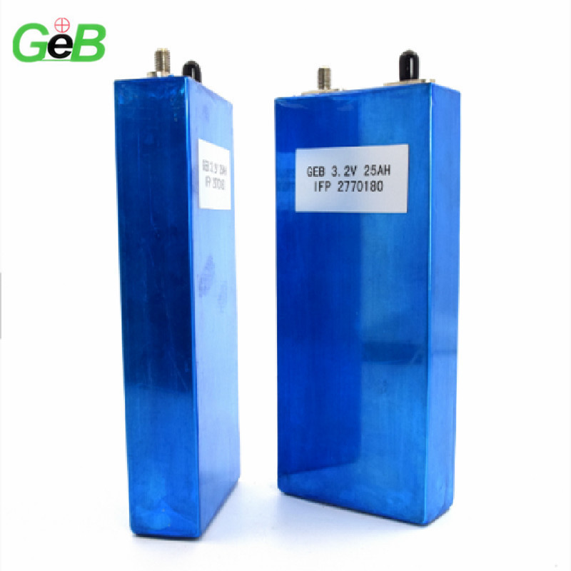 GEB Deep Cycle Lifepo4 Battery 3.2V 25Ah Prismatic Lithium Battery for DIY 12v 24v 36v 48v Pack UPS Solar Energy Storage Battery