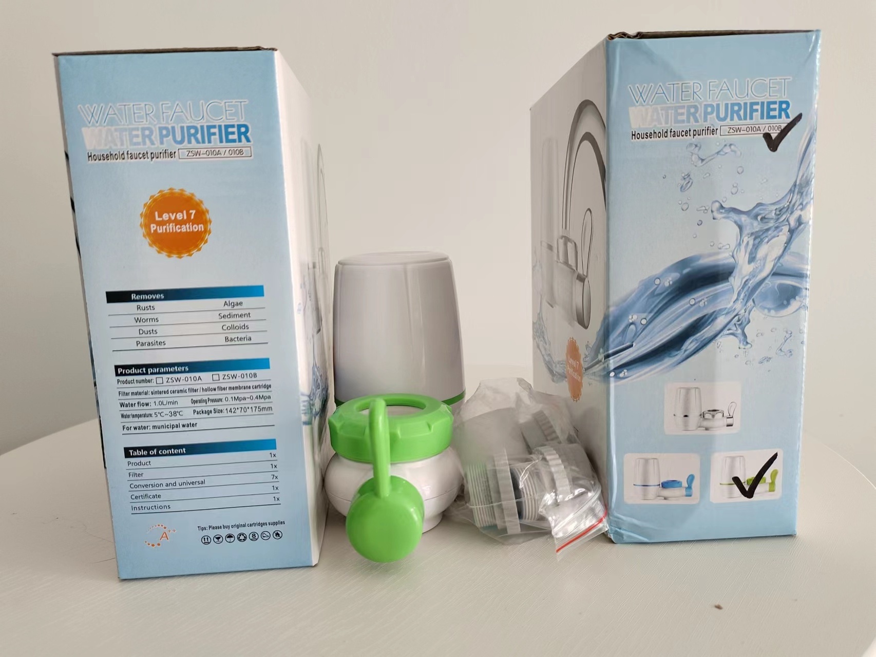 Exquisite visual kitchen faucet water purifier, mini tap water filter with ceramic carbon filter cartridge