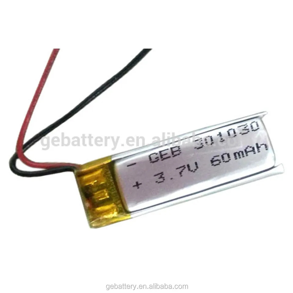 GEB Factory 3.7v 60mAh 031030 3mm Small Lithium Polymer Battery 70mAh with PCB Lipo Rechargeable Battery for Recorder Pen 301030