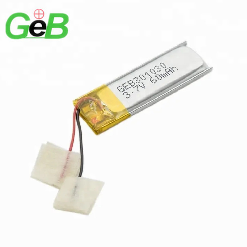 GEB Factory 3.7v 60mAh 031030 3mm Small Lithium Polymer Battery 70mAh with PCB Lipo Rechargeable Battery for Recorder Pen 301030