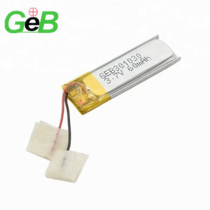 GEB Factory 3.7v 60mAh 031030 3mm Small Lithium Polymer Battery 70mAh with PCB Lipo Rechargeable Battery for Recorder Pen 301030