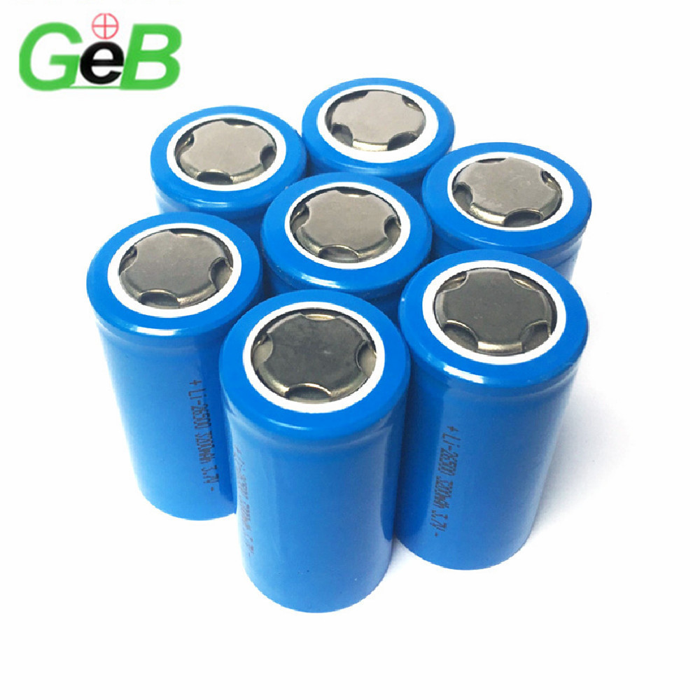 GEB Factory 26350 26500 26650 3.7V 2000mAh 3400mAh Cylindrical Li-ion Rechargeable Battery 22430 18500 for Flashlight 3500mAh