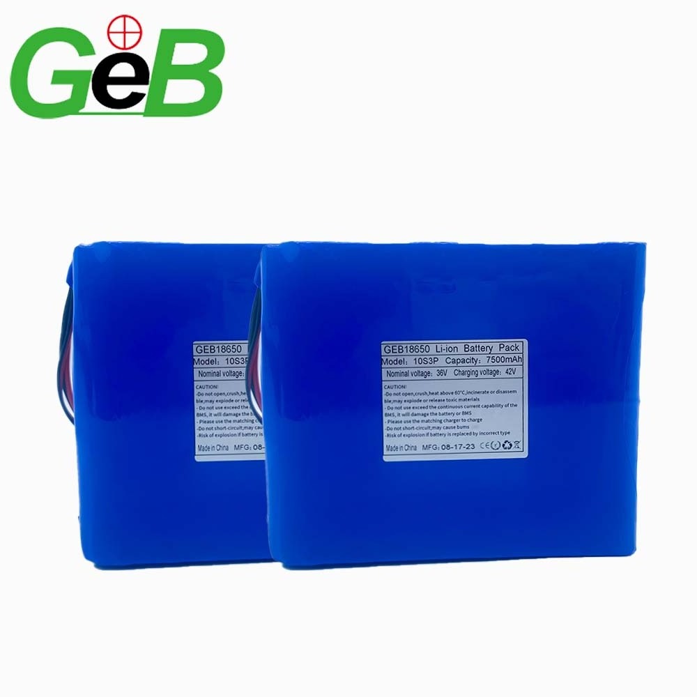 Wholesale customized high quality rechargeable 18650 battery pack 10s3p 36v 42v 7500mah lithium battery pack for sweeper