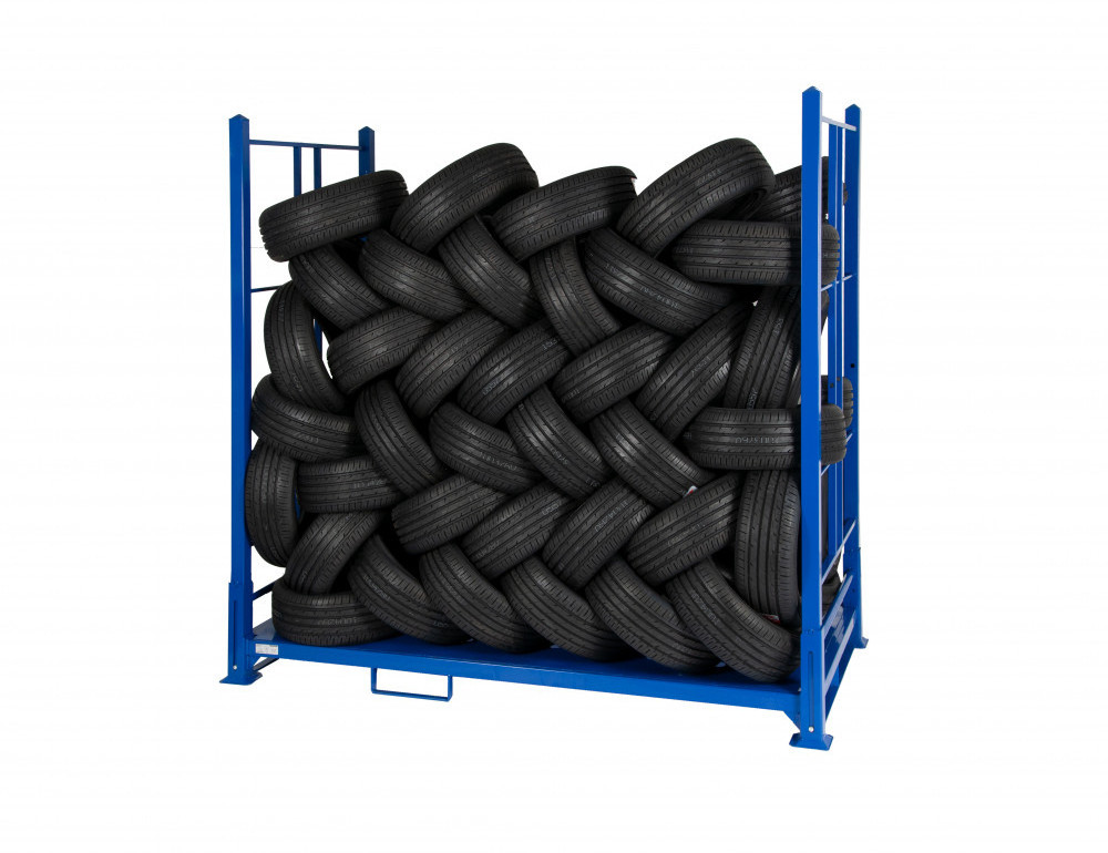 Metal warehouse folding customizable tire stillage, storage rack