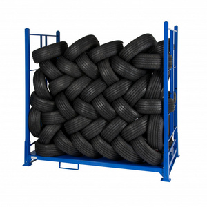 Metal warehouse folding customizable tire stillage, storage rack