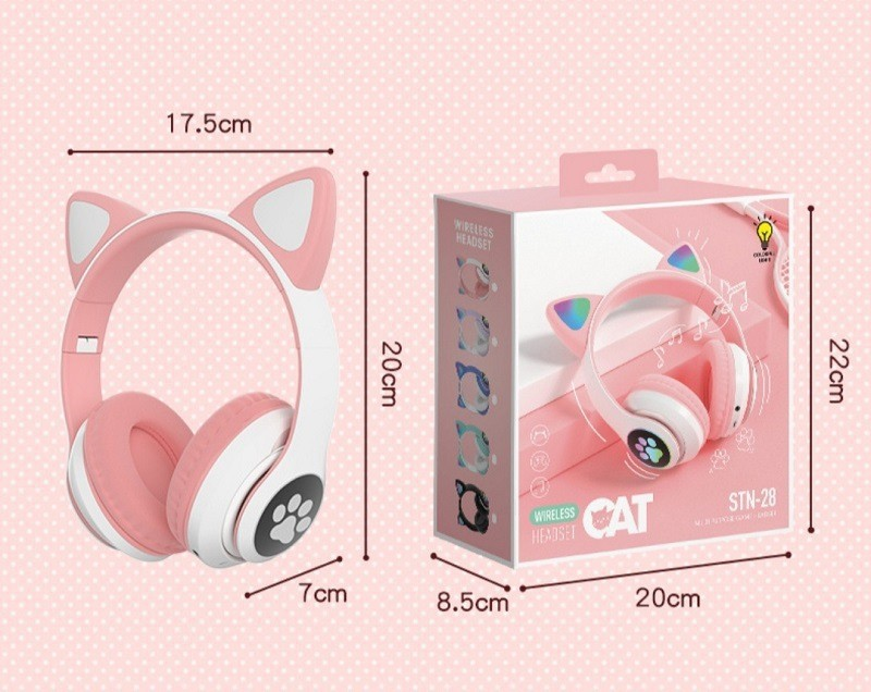 STN-28 New design Cute Cat Ear Earphone With LED BT Wireless stereo headphone headset STN 28 Wireless Headphones