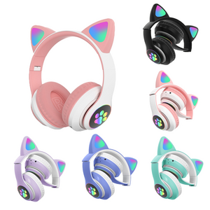 STN-28 New design Cute Cat Ear Earphone With LED BT Wireless stereo headphone headset STN 28 Wireless Headphones