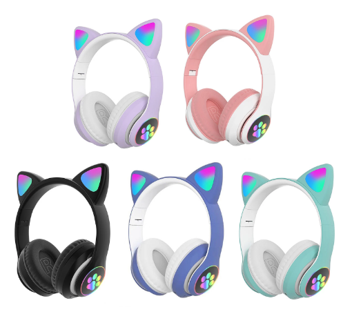 STN-28 New design Cute Cat Ear Earphone With LED BT Wireless stereo headphone headset STN 28 Wireless Headphones