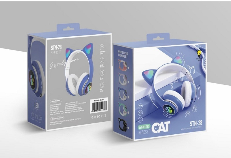 STN-28 New design Cute Cat Ear Earphone With LED BT Wireless stereo headphone headset STN 28 Wireless Headphones