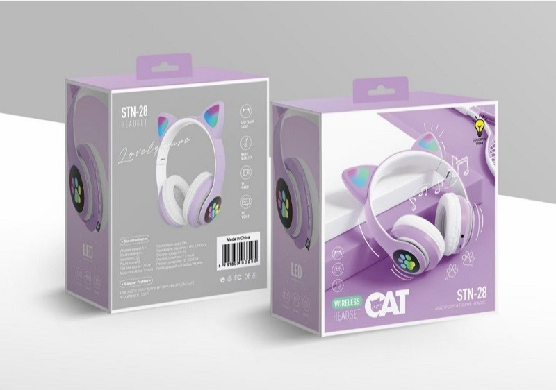 STN-28 New design Cute Cat Ear Earphone With LED BT Wireless stereo headphone headset STN 28 Wireless Headphones