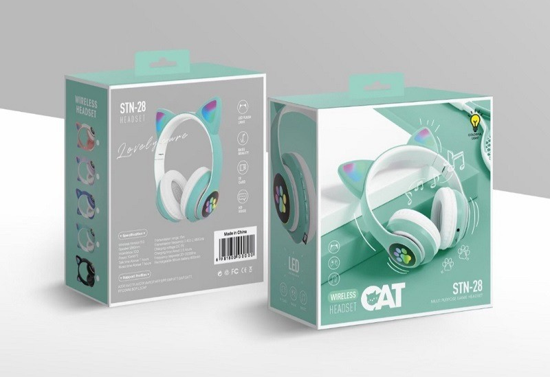 STN-28 New design Cute Cat Ear Earphone With LED BT Wireless stereo headphone headset STN 28 Wireless Headphones