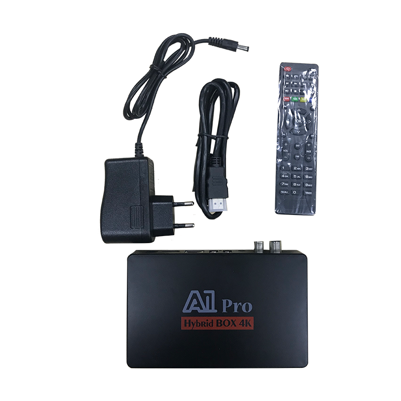 Hot selling A1PRO hybrid BOX 4K satellite tv receiver OTT+T2+S2+C optional combo support 4K video play  tv box