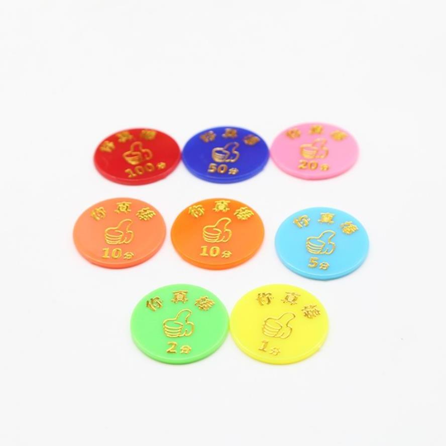 custom colored plastic token coin custom logo plastic colorful printing token school coin