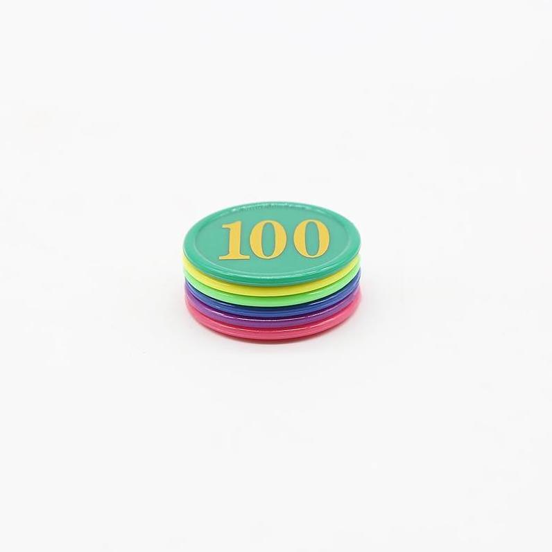 Wholesale Customized cut Plastic Round Token Coin Mixed Plastic numbered game tokens