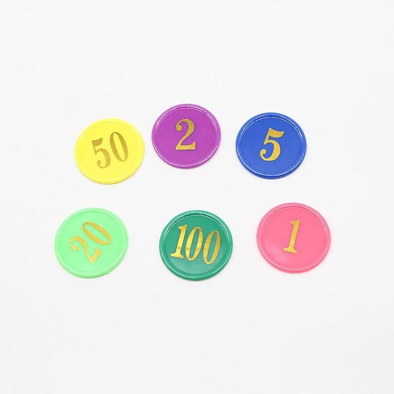 Wholesale Customized cut Plastic Round Token Coin Mixed Plastic numbered game tokens