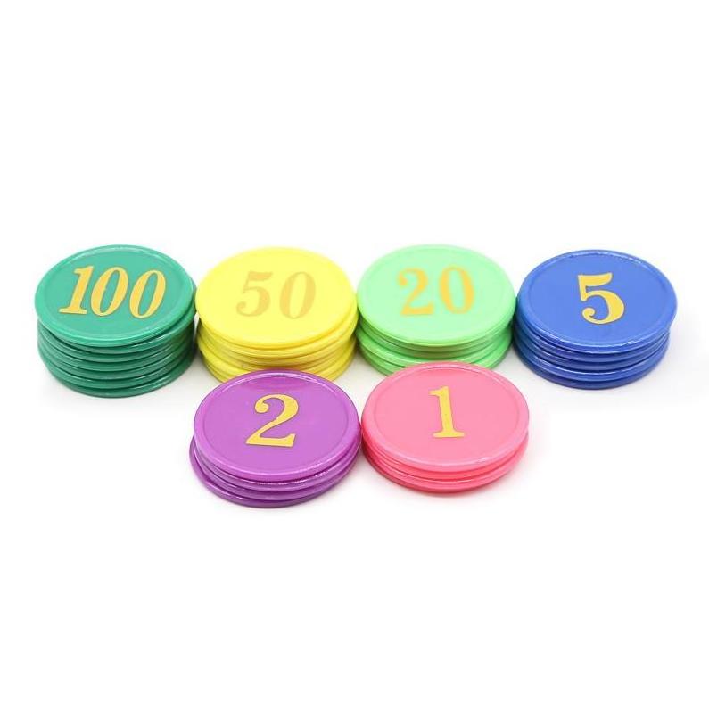 Wholesale Customized cut Plastic Round Token Coin Mixed Plastic numbered game tokens